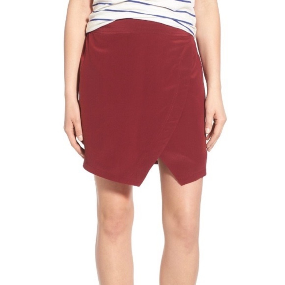Madewell silk wine red skirt